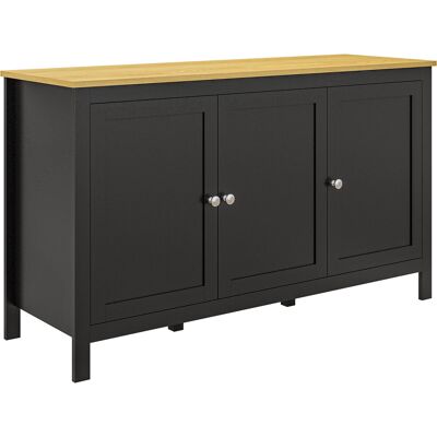 HOMCOM Sideboard mit 3 Türen, Wohnzimmer-Sideboard mit verstellbaren Einlegeböden, für Küche, Flur, Esszimmer, Schlafzimmer, Schwarz, 120x40x70 cm Aosom HOMCOM Sideboard mit 3 Türen, Wohnzimmer-Sideboard mit verstellbaren Einlegeböden, für Küche, Flur, Esszimmer, Schlafzimmer, Schwarz, 120x40x70 cm Aosom