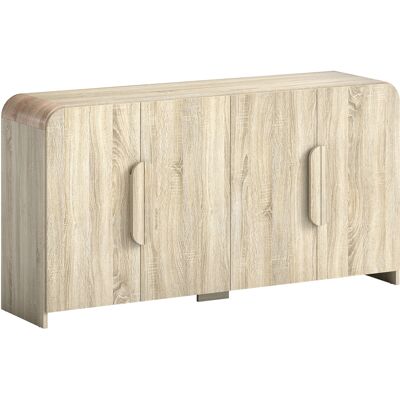 HOMCOM Küchen-Anrichte, Küchenmöbel mit Soft-Close-Türen, Abgerundete Kanten, Verstellbare Einlegeböden, Moderner Stil, Buffet für Wohnzimmer, Salon, Esszimmer, 157.4x39x82 cm, Naturholz Aosom HOMCOM Küchen-Anrichte, Küchenmöbel mit Soft-Close-Türen, Abgerundete Kanten, Verstellbare Einlegeböden, Moderner Stil, Buffet für Wohnzimmer, Salon, Esszimmer, 157.4x39x82 cm, Naturholz Aosom