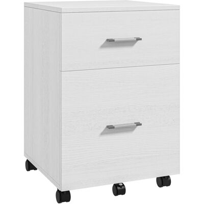 HOMCOM Schreibtisch-Rollcontainer mit 2 Schubladen, Rollcontainer fürs Büro, mobiler Schubladenschrank für A4- oder Letter-Ordner, Home-Office, 39,5x39x58,5 cm, Weiß Aosom HOMCOM Schreibtisch-Rollcontainer mit 2 Schubladen, Rollcontainer fürs Büro, mobiler Schubladenschrank für A4- oder Letter-Ordner, Home-Office, 39,5x39x58,5 cm, Weiß Aosom