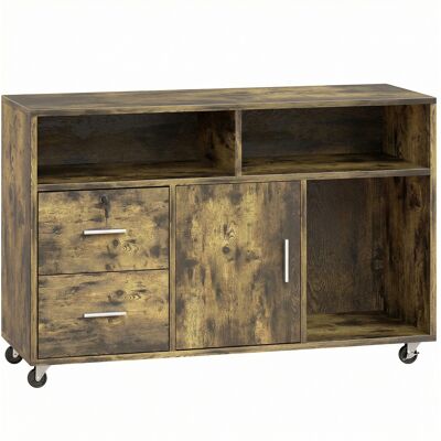 HOMCOM Druckerunterschrank auf Rollen mit 2 abschließbaren Schubladen, 3 Ablagen und Schrankfach, Druckerschrank für Büro & Home Office, 100x35x65 cm, Rustikabraun Aosom HOMCOM Druckerunterschrank auf Rollen mit 2 abschließbaren Schubladen, 3 Ablagen und Schrankfach, Druckerschrank für Büro & Home Office, 100x35x65 cm, Rustikabraun Aosom