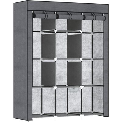 HOMCOM Stoffschrank, Kleiderschrank mit Kleiderstangen, 8 Ebenen, Faltschrank, Faltbare Garderobe für Schlafzimmer, Flur, Vliesstoff, Dunkelgrau, 125 x 43 x 162,5 cm Aosom HOMCOM Stoffschrank, Kleiderschrank mit Kleiderstangen, 8 Ebenen, Faltschrank, Faltbare Garderobe für Schlafzimmer, Flur, Vliesstoff, Dunkelgrau, 125 x 43 x 162,5 cm Aosom