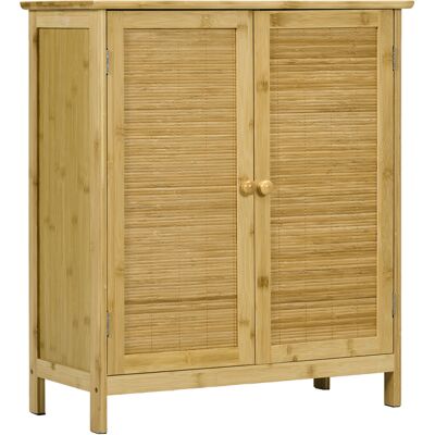 HOMCOM 2-türiges Bambus-Sideboard, Boho-Wohnzimmer-Sideboard mit 2 Einlegeböden, für Küche, Flur, Schlafzimmer, Natur, 60x27x67,5 cm Aosom HOMCOM 2-türiges Bambus-Sideboard, Boho-Wohnzimmer-Sideboard mit 2 Einlegeböden, für Küche, Flur, Schlafzimmer, Natur, 60x27x67,5 cm Aosom