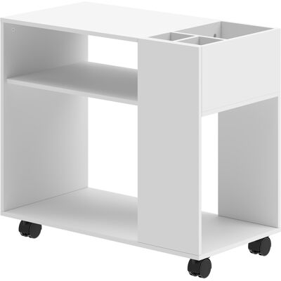 HOMCOM Druckerschrank auf Rollen, Druckerständer mit oberen Fächern, offene Regale, für Büro, Zuhause, Arbeitszimmer, 70x36x60 cm, Weiß Aosom HOMCOM Druckerschrank auf Rollen, Druckerständer mit oberen Fächern, offene Regale, für Büro, Zuhause, Arbeitszimmer, 70x36x60 cm, Weiß Aosom