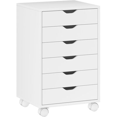 HOMCOM Büroschubladenschrank mit 6 Soft-Close-Schubladen, 4 Rollen, Büroschublade für Brief/A4, Vertikaler Druckerschrank, 40x35x63 cm, Weiß Aosom HOMCOM Büroschubladenschrank mit 6 Soft-Close-Schubladen, 4 Rollen, Büroschublade für Brief/A4, Vertikaler Druckerschrank, 40x35x63 cm, Weiß Aosom