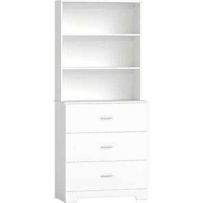 HOMCOM Bücherregal mit 6 Ebenen, Regal mit 3 Schubladen, 3 offenen Ablagen, hoher Schrank für Wohnzimmer, Arbeitszimmer, Büro, 79x39,5x182,2 cm, Weiß Aosom HOMCOM Bücherregal mit 6 Ebenen, Regal mit 3 Schubladen, 3 offenen Ablagen, hoher Schrank für Wohnzimmer, Arbeitszimmer, Büro, 79x39,5x182,2 cm, Weiß Aosom