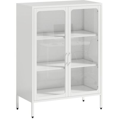 HOMCOM Aktenschrank aus Stahl mit 2 Türen aus gehärtetem Glas, Büroschrank mit verstellbaren Einlegeböden, multifunktionales Aufbewahrungsmöbel für Büro, Arbeitszimmer, Zuhause, 80x40x110 cm, Weiß Aosom HOMCOM Aktenschrank aus Stahl mit 2 Türen aus gehärtetem Glas, Büroschrank mit verstellbaren Einlegeböden, multifunktionales Aufbewahrungsmöbel für Büro, Arbeitszimmer, Zuhause, 80x40x110 cm, Weiß Aosom