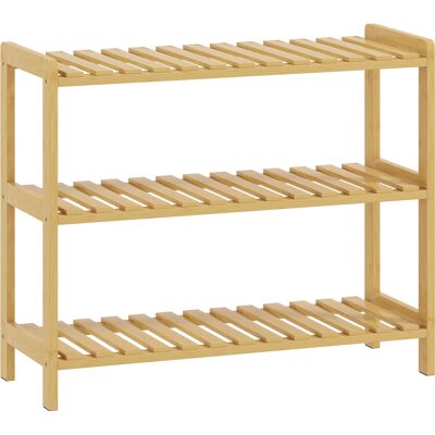 HOMCOM Schuhregal mit 3 Ebenen, Bambus-Schuhregal für 9 Paar Schuhe, für Diele, Flur, Schlafzimmer, 70x26x57,5 cm, Natur Aosom HOMCOM Schuhregal mit 3 Ebenen, Bambus-Schuhregal für 9 Paar Schuhe, für Diele, Flur, Schlafzimmer, 70x26x57,5 cm, Natur Aosom