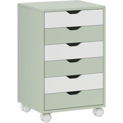 HOMCOM Rollcontainer für Schreibtisch, mobiler Aktenschrank mit 6 Schubladen, Druckerablage mit Rollen, geräuschlose Führungsschienen, für Büro & Zuhause, Grün und Weiß Aosom HOMCOM Rollcontainer für Schreibtisch, mobiler Aktenschrank mit 6 Schubladen, Druckerablage mit Rollen, geräuschlose Führungsschienen, für Büro & Zuhause, Grün und Weiß Aosom