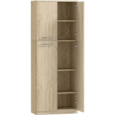 HOMCOM Küchenschrank, Vorratsschrank mit 2 Türen, Küchenschrank mit verstellbaren Regalböden aus MDF, für Esszimmer, Wohnzimmer, 59x31x155 cm, Eiche Aosom HOMCOM Küchenschrank, Vorratsschrank mit 2 Türen, Küchenschrank mit verstellbaren Regalböden aus MDF, für Esszimmer, Wohnzimmer, 59x31x155 cm, Eiche Aosom