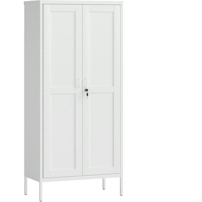 HOMCOM Aktenschrank mit 2 Türen aus Stahl, Büroschrank mit verstellbaren Einlegeböden und Schloss, multifunktionaler Aufbewahrungsschrank, für Büro, Arbeitszimmer, Zuhause, 80x40x175 cm, Weiß Aosom HOMCOM Aktenschrank mit 2 Türen aus Stahl, Büroschrank mit verstellbaren Einlegeböden und Schloss, multifunktionaler Aufbewahrungsschrank, für Büro, Arbeitszimmer, Zuhause, 80x40x175 cm, Weiß Aosom