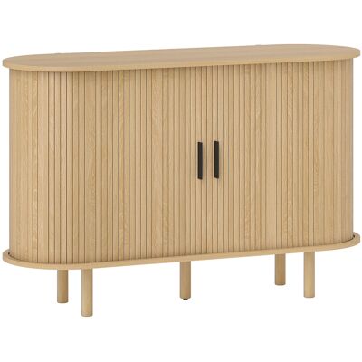 HOMCOM Sideboard mit gerillten Lamellentüren, modernes Sideboard für Wohnzimmer, mit 4 Fächern und Holzfüßen, für Küche, Flur, Schlafzimmer, Eiche, 120x40x78 cm Aosom HOMCOM Sideboard mit gerillten Lamellentüren, modernes Sideboard für Wohnzimmer, mit 4 Fächern und Holzfüßen, für Küche, Flur, Schlafzimmer, Eiche, 120x40x78 cm Aosom