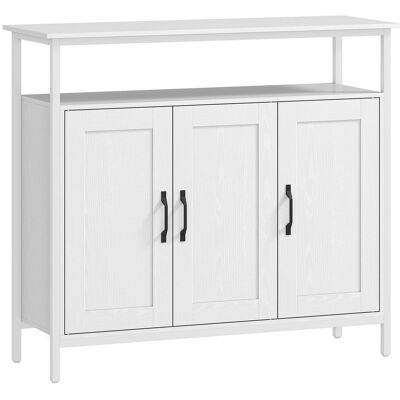 HOMCOM Sideboard 3 Türen, Sideboard für Wohnzimmer im Industrial-Stil, mit offenem Fach, verstellbaren Einlegeböden, für Esszimmer, Flur, Schlafzimmer, Weiß, 100x35x88 cm Aosom HOMCOM Sideboard 3 Türen, Sideboard für Wohnzimmer im Industrial-Stil, mit offenem Fach, verstellbaren Einlegeböden, für Esszimmer, Flur, Schlafzimmer, Weiß, 100x35x88 cm Aosom