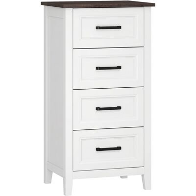 HOMCOM Schmale hohe Kommode mit 4 Schubladen für Schlafzimmer, Kommode mit Holzoptik-Ablage, platzsparend für Wohn-/Flur/Eingang, 45x35x87 cm, Weiß Aosom HOMCOM Schmale hohe Kommode mit 4 Schubladen für Schlafzimmer, Kommode mit Holzoptik-Ablage, platzsparend für Wohn-/Flur/Eingang, 45x35x87 cm, Weiß Aosom
