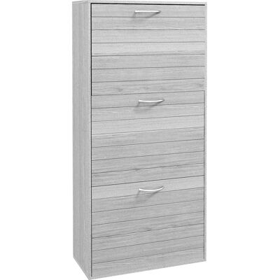 HOMCOM Schmaler Schuhschrank mit 3 Klapptüren, Schuhschrank für Diele/Flur, verstellbare Einlegeböden, für 12 Paar Schuhe, für Flur, enge Räume, Grau Aosom HOMCOM Schmaler Schuhschrank mit 3 Klapptüren, Schuhschrank für Diele/Flur, verstellbare Einlegeböden, für 12 Paar Schuhe, für Flur, enge Räume, Grau Aosom