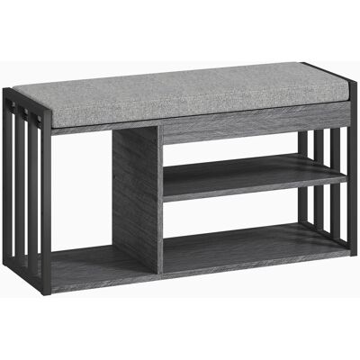 HOMCOM Schuhbank Schuhregal mit Sitzfläche gepolstert Sitzbank mit Stauraum, 3 Fächer Flurbank für Wohnzimmer, Flur, 86 x 30 x 45,4 cm, Grau Aosom HOMCOM Schuhbank Schuhregal mit Sitzfläche gepolstert Sitzbank mit Stauraum, 3 Fächer Flurbank für Wohnzimmer, Flur, 86 x 30 x 45,4 cm, Grau Aosom