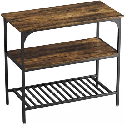 HOMCOM Küchenregal, 3-stufiges Standregal mit großer Arbeitsplatte, Industrielles Bäckerregal mit Stahlrahmen, für Esszimmer, Küche, Wohnzimmer, 100 x 50 x 90 cm, Rustikal-Braun+Schwarz Aosom HOMCOM Küchenregal, 3-stufiges Standregal mit großer Arbeitsplatte, Industrielles Bäckerregal mit Stahlrahmen, für Esszimmer, Küche, Wohnzimmer, 100 x 50 x 90 cm, Rustikal-Braun+Schwarz Aosom
