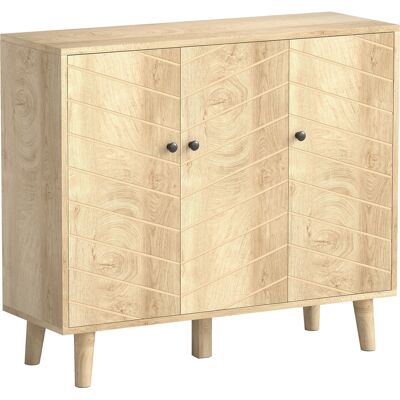 HOMCOM Sideboard Küche, Aufbewahrungsmöbel mit 3 Türen im Chevron-Muster und Kiefernholzfüßen, Moderner Stil, Sideboard für Esszimmer, Wohnzimmer und Schlafzimmer, 88,3 x 30 x 76 cm, Natürliche Holzoptik Aosom HOMCOM Sideboard Küche, Aufbewahrungsmöbel mit 3 Türen im Chevron-Muster und Kiefernholzfüßen, Moderner Stil, Sideboard für Esszimmer, Wohnzimmer und Schlafzimmer, 88,3 x 30 x 76 cm, Natürliche Holzoptik Aosom