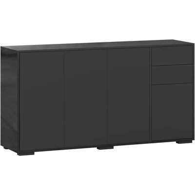 HOMCOM Sideboard Aufbewahrungsmöbel 2 Schubladen 4 Türen höhenverstellbares Fach Spanplatten 140 x 36 x 74 cm schwarz Aosom HOMCOM Sideboard Aufbewahrungsmöbel 2 Schubladen 4 Türen höhenverstellbares Fach Spanplatten 140 x 36 x 74 cm schwarz Aosom