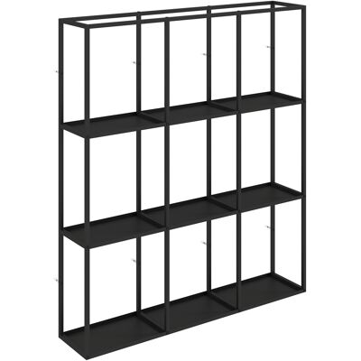 HOMCOM Wandregal, Industrielles Wandboard Metallregal mit 9 Fächern Modulares Bücherregal Dekoregal für Wohnzimmer, Schlafzimmer und Büro, 87,5 x 18 x 100 cm, Schwarz Aosom HOMCOM Wandregal, Industrielles Wandboard Metallregal mit 9 Fächern Modulares Bücherregal Dekoregal für Wohnzimmer, Schlafzimmer und Büro, 87,5 x 18 x 100 cm, Schwarz Aosom