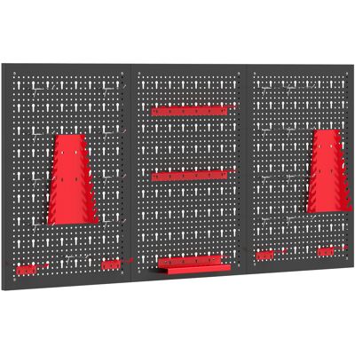 HOMCOM Lagersystem Wandregal 60 x 40 cm, 28 stck. Schüttenregal mit Haken Ablagefächern, Sichtlagerkästen, Werkstattregal, Schwarz+Rot Aosom HOMCOM Lagersystem Wandregal 60 x 40 cm, 28 stck. Schüttenregal mit Haken Ablagefächern, Sichtlagerkästen, Werkstattregal, Schwarz+Rot Aosom
