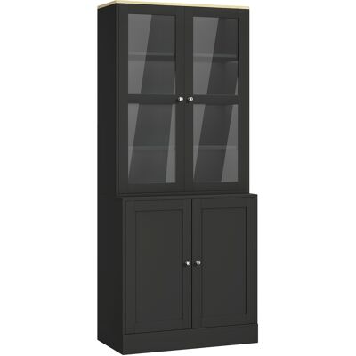 HOMCOM Vitrine, Aufbewahrungsregal mit 6 Ebenen und 4 Türen (2 aus gehärtetem Glas), verstellbare Einlegeböden, modernes Design, für Wohnzimmer, Büro, Schlafzimmer, 76 x 40 x 179 cm, schwarz Aosom HOMCOM Vitrine, Aufbewahrungsregal mit 6 Ebenen und 4 Türen (2 aus gehärtetem Glas), verstellbare Einlegeböden, modernes Design, für Wohnzimmer, Büro, Schlafzimmer, 76 x 40 x 179 cm, schwarz Aosom