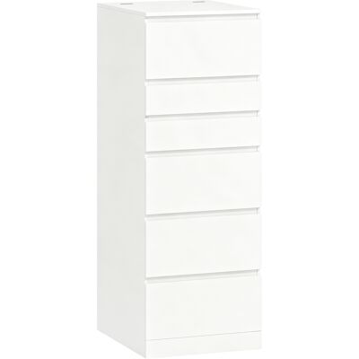 HOMCOM Slim-hohe Kommode mit 6 Schubladen, klappbarem Spiegel, grifflose Schlafzimmerkommode, platzsparend für Wohnzimmer, Flur, Eingang, 40x48x110 cm, Weiß Aosom HOMCOM Slim-hohe Kommode mit 6 Schubladen, klappbarem Spiegel, grifflose Schlafzimmerkommode, platzsparend für Wohnzimmer, Flur, Eingang, 40x48x110 cm, Weiß Aosom