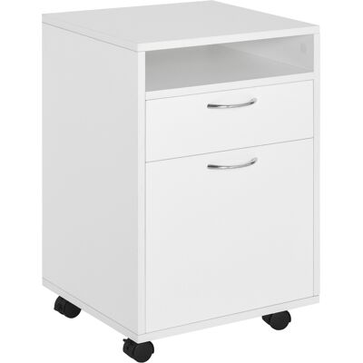 HOMCOM Rollcontainer, Aktenschrank, Bürocontainer mit Schublade, Büroschrank, Aufbewahrung Container, Spanplatte, Weiß, 40 x 35 x 60 cm Aosom HOMCOM Rollcontainer, Aktenschrank, Bürocontainer mit Schublade, Büroschrank, Aufbewahrung Container, Spanplatte, Weiß, 40 x 35 x 60 cm Aosom