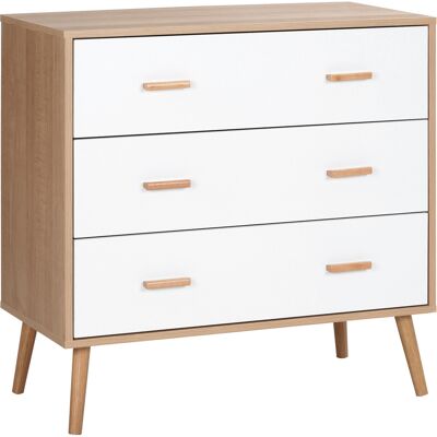 HOMCOM Kommode mit 3 Schubladen Sideboard Schubladenkommode Schrank Mehrzweckschrank Wohnzimmer Esszimmer Skandi-Design Weiß+Natur 80 x 39 x 80 cm Aosom HOMCOM Kommode mit 3 Schubladen Sideboard Schubladenkommode Schrank Mehrzweckschrank Wohnzimmer Esszimmer Skandi-Design Weiß+Natur 80 x 39 x 80 cm Aosom