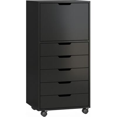 HOMCOM Büroschrank mit 5 Schubladen, Schrank mit Soft-Close, Rollen mit Bremse, Schreibtischschrank für Letter/A4/Legal, Unterschreibtisch, 48x40x100 cm, Schwarz Aosom HOMCOM Büroschrank mit 5 Schubladen, Schrank mit Soft-Close, Rollen mit Bremse, Schreibtischschrank für Letter/A4/Legal, Unterschreibtisch, 48x40x100 cm, Schwarz Aosom