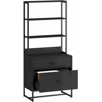 HOMCOM Aktenschrank Abschließbar Büroschrank Metall Aufbewahrungsschrank mit 2 Schubladen, 3 Offenen Ablagefächern Mehrzweckschrank für Arbeitszimmer, Büro, Garage, 70 x 40 x 157 cm, Schwarz Aosom HOMCOM Aktenschrank Abschließbar Büroschrank Metall Aufbewahrungsschrank mit 2 Schubladen, 3 Offenen Ablagefächern Mehrzweckschrank für Arbeitszimmer, Büro, Garage, 70 x 40 x 157 cm, Schwarz Aosom