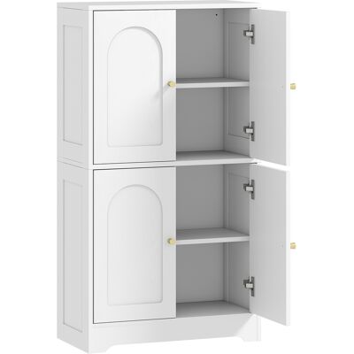 HOMCOM Küchenschrank, Aufbewahrungsmöbel, modernes Buffet mit 4 geschwungenen Türen und 2 verstellbaren Einlegeböden, für Esszimmer, Wohnzimmer, 60 x 30 x 110 cm, Weiß Aosom HOMCOM Küchenschrank, Aufbewahrungsmöbel, modernes Buffet mit 4 geschwungenen Türen und 2 verstellbaren Einlegeböden, für Esszimmer, Wohnzimmer, 60 x 30 x 110 cm, Weiß Aosom