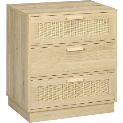HOMCOM Kommode mit 3 Schubladen, Schlafzimmer-Aufbewahrungsmöbel im Boho-Stil mit Holzrahmen, Rattan-Kommode für Schlafzimmer, Wohnzimmer, Flur, Maße 60 x 38 x 69 cm, Naturholz Aosom HOMCOM Kommode mit 3 Schubladen, Schlafzimmer-Aufbewahrungsmöbel im Boho-Stil mit Holzrahmen, Rattan-Kommode für Schlafzimmer, Wohnzimmer, Flur, Maße 60 x 38 x 69 cm, Naturholz Aosom