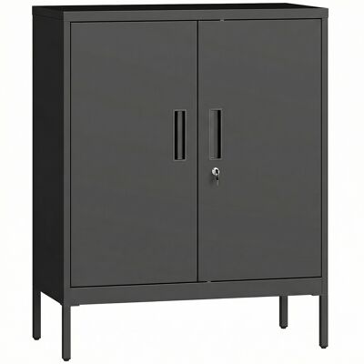 HOMCOM Metallschrank fürs Büro, 80 x 40 x 100 cm, Stahlschrank mit Schloss, 2 Türen und 2 verstellbare Einlegeböden, Aktenschrank zur Dokumentenaufbewahrung für Büro oder Garage, Schwarz Aosom HOMCOM Metallschrank fürs Büro, 80 x 40 x 100 cm, Stahlschrank mit Schloss, 2 Türen und 2 verstellbare Einlegeböden, Aktenschrank zur Dokumentenaufbewahrung für Büro oder Garage, Schwarz Aosom