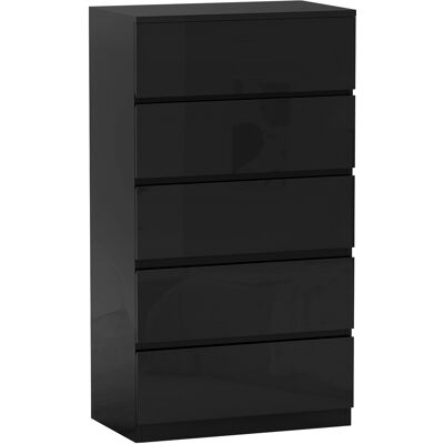 HOMCOM Kommode mit 5 Schubladen aus Holz, moderne und multifunktionale Kommode für Schlafzimmer, 55x34x100 cm, Schwarz Aosom HOMCOM Kommode mit 5 Schubladen aus Holz, moderne und multifunktionale Kommode für Schlafzimmer, 55x34x100 cm, Schwarz Aosom