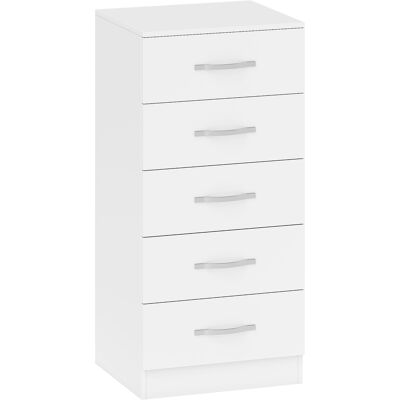 HOMCOM Kommode mit 5 Schubladen Aufbewahrungsschrank Kommodenschrank Schubladenschrank für Wohnzimmer, Schlafzimmer, Flur, Weiß Aosom HOMCOM Kommode mit 5 Schubladen Aufbewahrungsschrank Kommodenschrank Schubladenschrank für Wohnzimmer, Schlafzimmer, Flur, Weiß Aosom