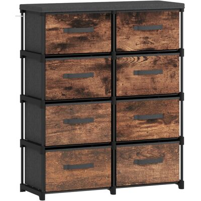 HOMCOM Kommode Schrank mit 8 Schubladen aus Vliesstoff Aufbewahrungsschrank mit Metallrahmen Schubladenschrank für Schlafzimmer, Wohnzimmer, 84,5x30,5x100 cm Rustikal-Braun Aosom HOMCOM Kommode Schrank mit 8 Schubladen aus Vliesstoff Aufbewahrungsschrank mit Metallrahmen Schubladenschrank für Schlafzimmer, Wohnzimmer, 84,5x30,5x100 cm Rustikal-Braun Aosom
