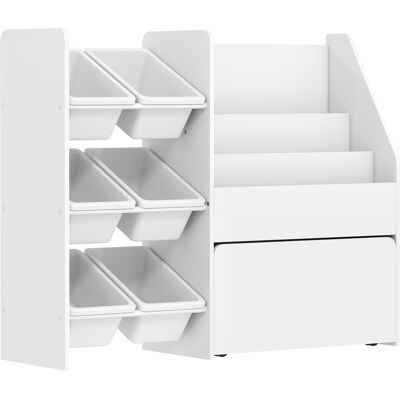AIYAPLAY Kinderregal, Kinder-Bücherregal mit 6 herausnehmbaren Aufbewahrungsboxen, Bücherablagen, rollbarer Box, Spielzeugregal mit Rädern für Kinderzimmer, Spielzimmer, 100x30x80 cm, Weiß Aosom AIYAPLAY Kinderregal, Kinder-Bücherregal mit 6 herausnehmbaren Aufbewahrungsboxen, Bücherablagen, rollbarer Box, Spielzeugregal mit Rädern für Kinderzimmer, Spielzimmer, 100x30x80 cm, Weiß Aosom