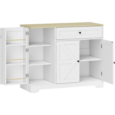 HOMCOM Sideboard Küchenschrank mit Schublade, 3 Türen, Buffetschrank mit Verstellbare Ablagen, Arbeitsplatte, Landhausstil, Aufbewahrungsschrank für Wohnzimmer, Esszimmer, 100 x 40 x 81 cm Weiß Aosom HOMCOM Sideboard Küchenschrank mit Schublade, 3 Türen, Buffetschrank mit Verstellbare Ablagen, Arbeitsplatte, Landhausstil, Aufbewahrungsschrank für Wohnzimmer, Esszimmer, 100 x 40 x 81 cm Weiß Aosom
