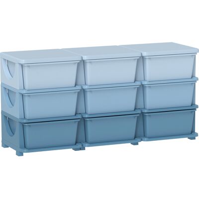 HOMCOM Schubladenschrank für Kinder mit Stauraum Aufbewahrungsboxen Spielzeug-Organizer Spielzeugkiste neun Ebenen für Kinderzimmer 3-6 Jahre Kindermöbel Blau 113 x 37 x 56,5 cm Aosom HOMCOM Schubladenschrank für Kinder mit Stauraum Aufbewahrungsboxen Spielzeug-Organizer Spielzeugkiste neun Ebenen für Kinderzimmer 3-6 Jahre Kindermöbel Blau 113 x 37 x 56,5 cm Aosom