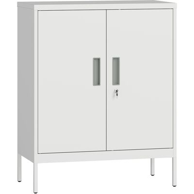 HOMCOM Aktenschrank, abschließbar Büroschrank mit 2 Türen, 2 höhenverstellbaren Einlegeböden, Schloss, Aufbewahrungsschrank aus Stahl, für Büro, Arbeitszimmer, 80 x 40 x 100 cm, Weiß Aosom HOMCOM Aktenschrank, abschließbar Büroschrank mit 2 Türen, 2 höhenverstellbaren Einlegeböden, Schloss, Aufbewahrungsschrank aus Stahl, für Büro, Arbeitszimmer, 80 x 40 x 100 cm, Weiß Aosom