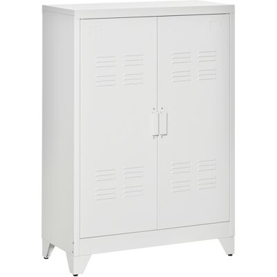HOMCOM Aktenschrank Metallschrank Mehrzweckschrank mit magnetischer Lamellen-Doppeltür Verstellbarer Einlegeboden Büroschrank Aufbewahrungsschrank für Arbeitszimmer Wohnzimmer 75 x 33 x 110 cm Weiß Aosom HOMCOM Aktenschrank Metallschrank Mehrzweckschrank mit magnetischer Lamellen-Doppeltür Verstellbarer Einlegeboden Büroschrank Aufbewahrungsschrank für Arbeitszimmer Wohnzimmer 75 x 33 x 110 cm Weiß Aosom