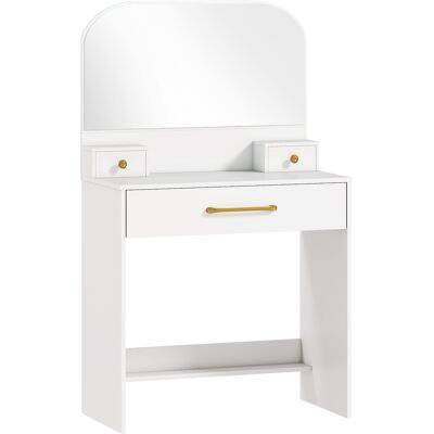 HOMCOM Schminktisch mit Bogenspiegel, Frisiertisch mit 3 Schubladen, Modern Kosmetiktisch für Schlafzimmer, kleine Räume, Weiß, 80 x 40 x 135 cm Aosom HOMCOM Schminktisch mit Bogenspiegel, Frisiertisch mit 3 Schubladen, Modern Kosmetiktisch für Schlafzimmer, kleine Räume, Weiß, 80 x 40 x 135 cm Aosom
