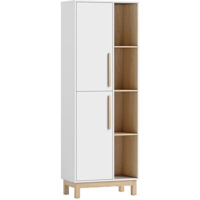 HOMCOM Bücherregal mit 2 Türen Standregal mit 4 Offenen Ebenen, Verstellbaren Ablagen, Bücherschrank für Wohnzimmer, Schlafzimmer, Büro, 62,5 x 35 x 176 cm, Weiß Aosom HOMCOM Bücherregal mit 2 Türen Standregal mit 4 Offenen Ebenen, Verstellbaren Ablagen, Bücherschrank für Wohnzimmer, Schlafzimmer, Büro, 62,5 x 35 x 176 cm, Weiß Aosom