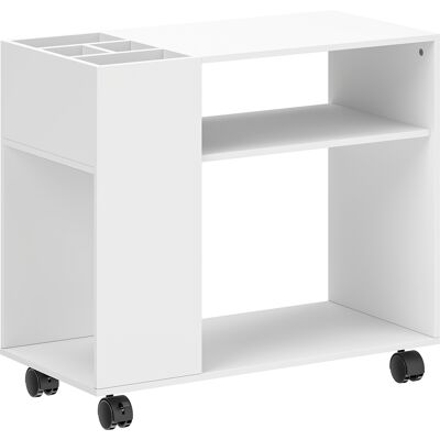 HOMCOM Druckerständer Druckertisch mit Unterteiltem Fach, Ablageflächen, Rollen, Schreibtisch Organizer für Drucker Druckerwagen für Büro Fax Scanner Office 70 x 34 x 60 cm Weiß Aosom HOMCOM Druckerständer Druckertisch mit Unterteiltem Fach, Ablageflächen, Rollen, Schreibtisch Organizer für Drucker Druckerwagen für Büro Fax Scanner Office 70 x 34 x 60 cm Weiß Aosom