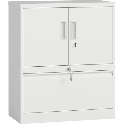 HOMCOM Aktenschrank Büroschrank Abschließbar Mehrzweckschrank aus Stahl Aufbewahrungsschrank mit Schublade, 2 Türen, Verstellbaren Regalen, Schrank Lagerschrank Allzweckschrank Weiß Aosom HOMCOM Aktenschrank Büroschrank Abschließbar Mehrzweckschrank aus Stahl Aufbewahrungsschrank mit Schublade, 2 Türen, Verstellbaren Regalen, Schrank Lagerschrank Allzweckschrank Weiß Aosom