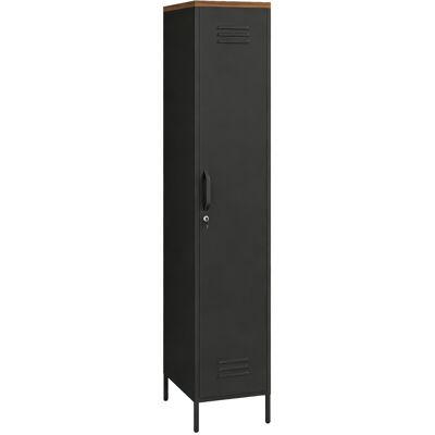 HOMCOM Metallschrank, 183 cm hoher Spind Abschließbar Kleiderschrank mit Verstellbaren Einlegeböden, Industrieller Aufbewahrungsschrank für Schlafzimmer, Wohnzimmer, Garage oder Büro, Schwarz Aosom HOMCOM Metallschrank, 183 cm hoher Spind Abschließbar Kleiderschrank mit Verstellbaren Einlegeböden, Industrieller Aufbewahrungsschrank für Schlafzimmer, Wohnzimmer, Garage oder Büro, Schwarz Aosom