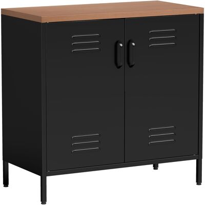 HOMCOM Sideboard aus Metall, Industrieller Aktenschrank mit 2 Türen und verstellbarem Regal, Beistellschrank mit Stahlbeinen für Wohnzimmer, Küche, Esszimmer, Büro, 80x40x80 cm, Schwarz Aosom HOMCOM Sideboard aus Metall, Industrieller Aktenschrank mit 2 Türen und verstellbarem Regal, Beistellschrank mit Stahlbeinen für Wohnzimmer, Küche, Esszimmer, Büro, 80x40x80 cm, Schwarz Aosom