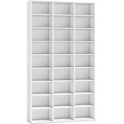 HOMCOM CD/DVD-Regal für 835 CDs oder 500 DVDs, Blu-ray Medienregal mit 27 Fächern und 21 verstellbaren Einlegeböden, CD Turm für Wohn-, Schlaf- oder Arbeitszimmer, Weiß Aosom HOMCOM CD/DVD-Regal für 835 CDs oder 500 DVDs, Blu-ray Medienregal mit 27 Fächern und 21 verstellbaren Einlegeböden, CD Turm für Wohn-, Schlaf- oder Arbeitszimmer, Weiß Aosom