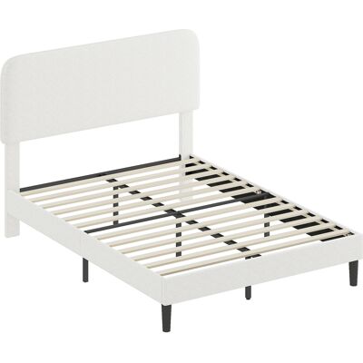 HOMCOM Bettgestell 140x190cm mit Lattenrost, Doppelbett gepolstert in Teddy-Velours, verstellbares Kopfteil, Metall-Lattenrost, Fußteil, Stauraum darunter, geräuscharm, einfache Montage, weiß Aosom HOMCOM Bettgestell 140x190cm mit Lattenrost, Doppelbett gepolstert in Teddy-Velours, verstellbares Kopfteil, Metall-Lattenrost, Fußteil, Stauraum darunter, geräuscharm, einfache Montage, weiß Aosom