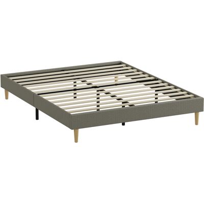 HOMCOM Bettgestell 160 x 200 cm mit Holzlattenrost, gepolstertes Doppelbett aus Kordvelours, Stauraum darunter, geräuscharm, einfache Montage, grau Aosom HOMCOM Bettgestell 160 x 200 cm mit Holzlattenrost, gepolstertes Doppelbett aus Kordvelours, Stauraum darunter, geräuscharm, einfache Montage, grau Aosom